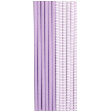 Трубочки для коктейлей бумажные в лавандовом цвете, пастель, 12 шт