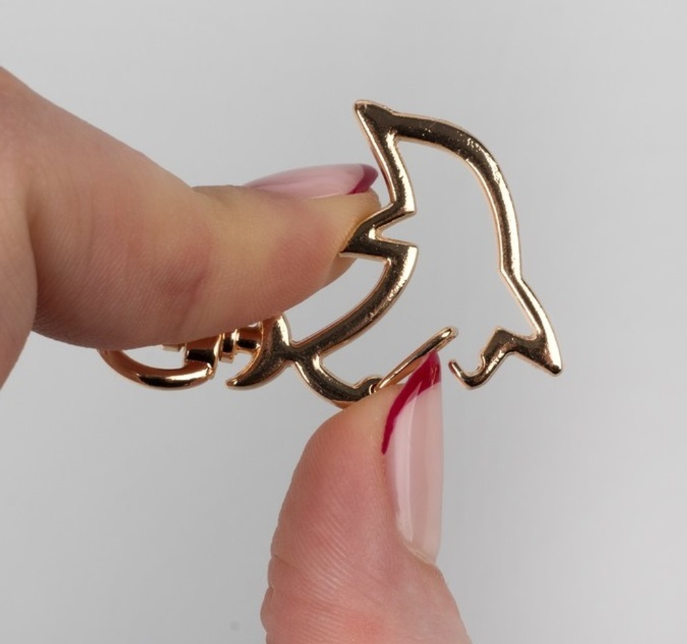 Карабин металлический дельфин 4,3*2,8см/8*2,2 мм  золотой