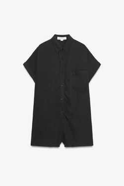 ZARA КОМБИНЕЗОН ИЗ СТРУЯЩЕЙСЯ ТКАНИ С КАРМАНАМИ, ЧЕРНЫЙ