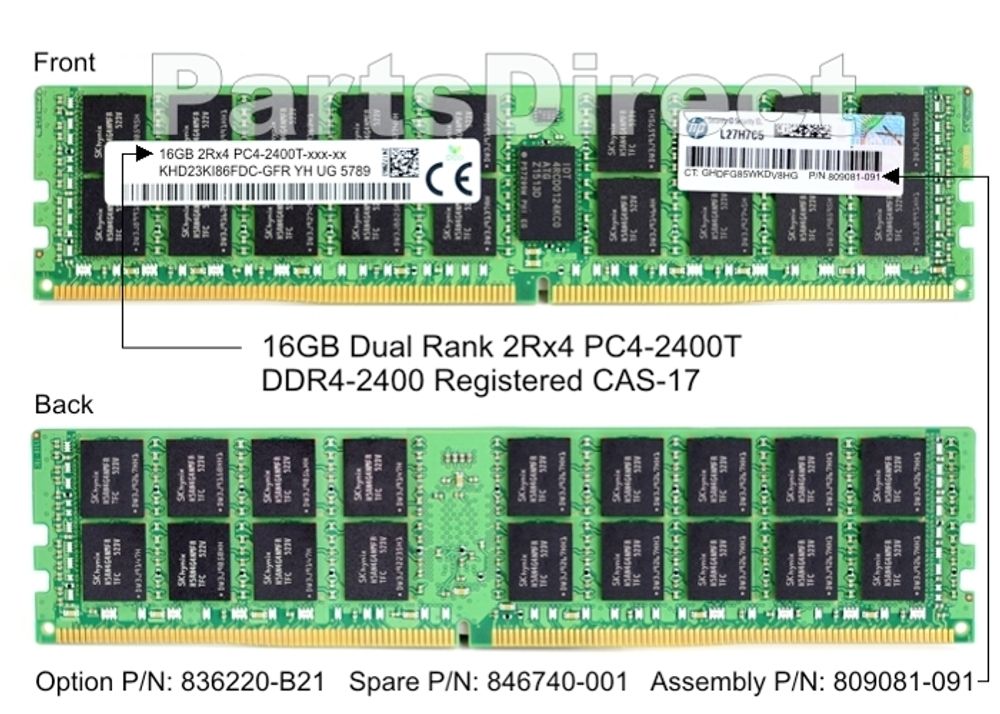 Модуль памяти HPE P01037-B21 16-GB (1 x 16GB) Dual Rank x4 DDR4-2400