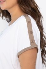 Блуза Далия (бело-коричневая) Б13803-20М LT Collection