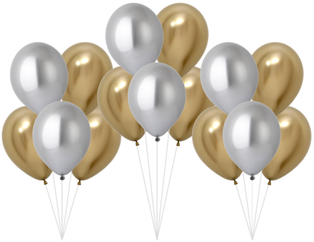 Гелиевые шары хром (золотой, серебряный) 15 шт | 0070
