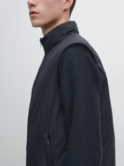 Massimo Dutti Легкий водоотталкивающий стеганый жилет, темно-синий
