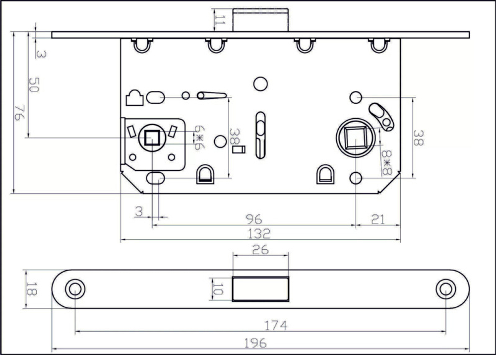 Замок с магнитной защелкой ADDENBAU WC-5096 MAG BLACK под завертку, черный (центр магнит)