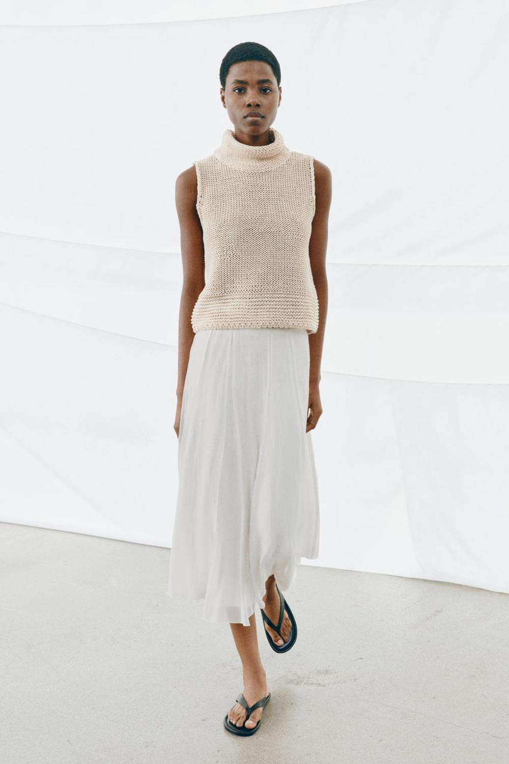 ZARA ТОП КРУПНОЙ ВЯЗКИ, ЭКРЮ