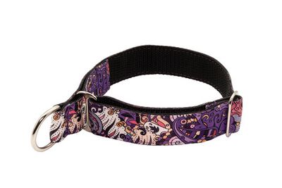 Широкий ошейник полуудавка для собак Пейсли фиолет Lapalandia 40 мм