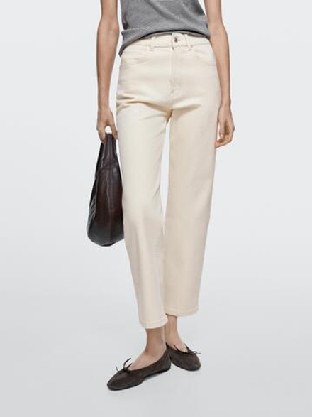 Massimo Dutti Джинсы прямого кроя со средней посадкой, кремовый