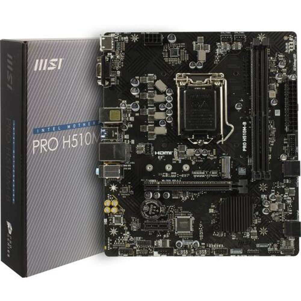 Мат. плата MSI PRO H510M-B (RTL) LGA1200 &lt;H470&gt; PCI-E Dsub+HDMI GbLAN SATAMicroATX 2DDR4