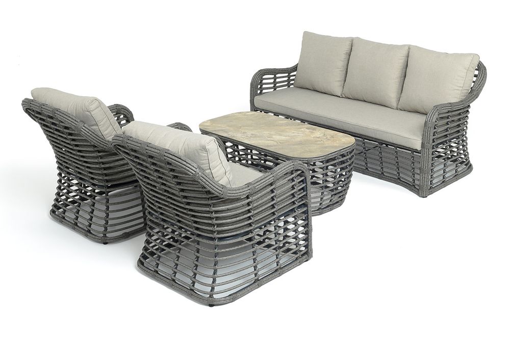 "Ницца" лаунж-зона из искусственного ротанга, цвет серый