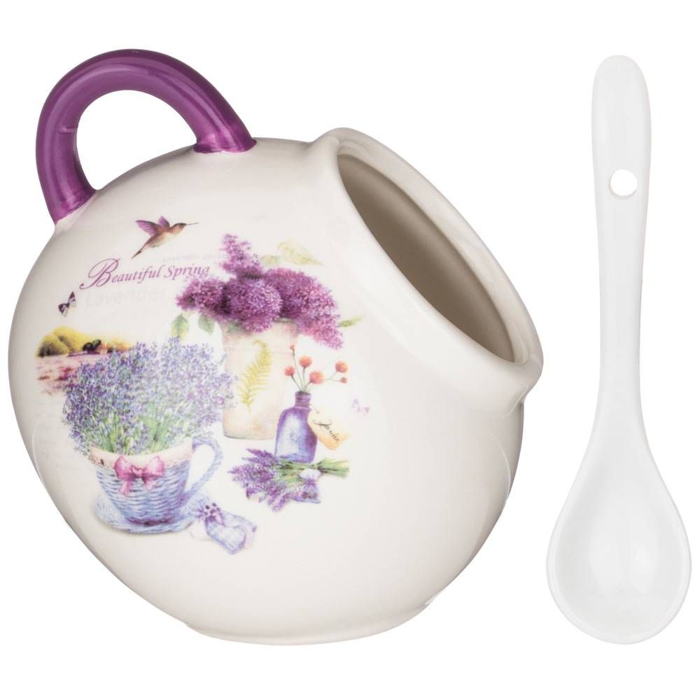 СОЛОНКА С ЛОЖКОЙ AGNESS "ЛАВАНДОВАЯ ВЕСНА" 9,5*10 СМ 170 МЛ (КОР=48ШТ.)