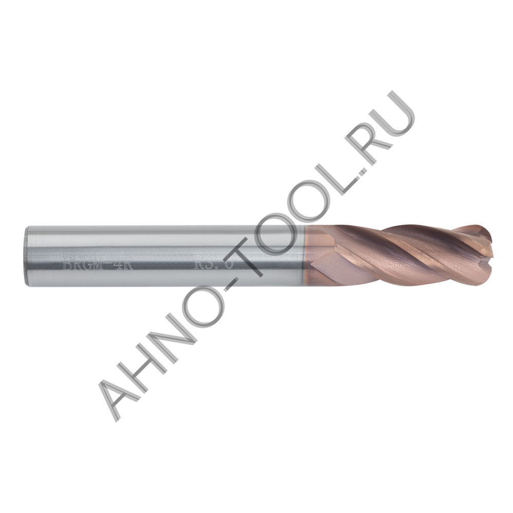 Фреза твердосплавная радиусная  12мм (L=75, l=30, хв=12) Z4 35° по стали, нерж., чугуну, с радиусной