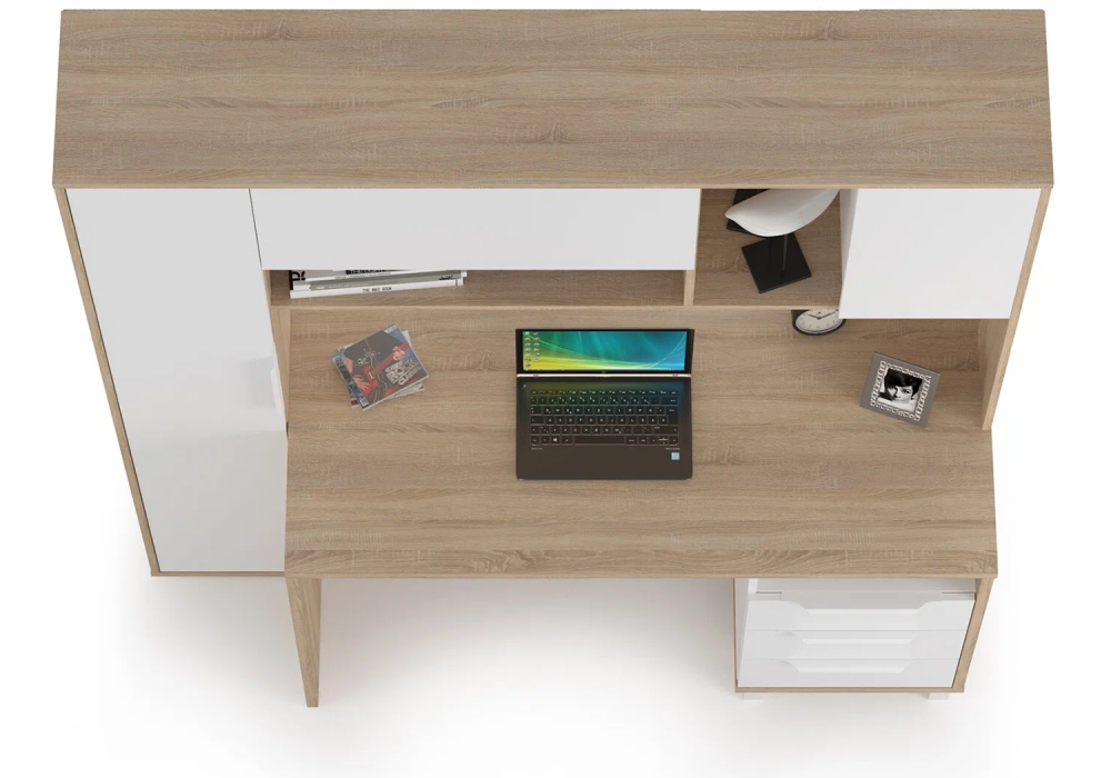 Компьютерный стол Woodville Комфорт 12.95 N дуб сонома, белый PE шагрень