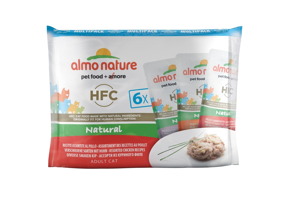 Almo Nature Набор 6 шт.по 55г ПАУЧИ для Кошек с Ассорти Курицей (Multipack Classic Chicken) 0,33 кг x 1 шт.