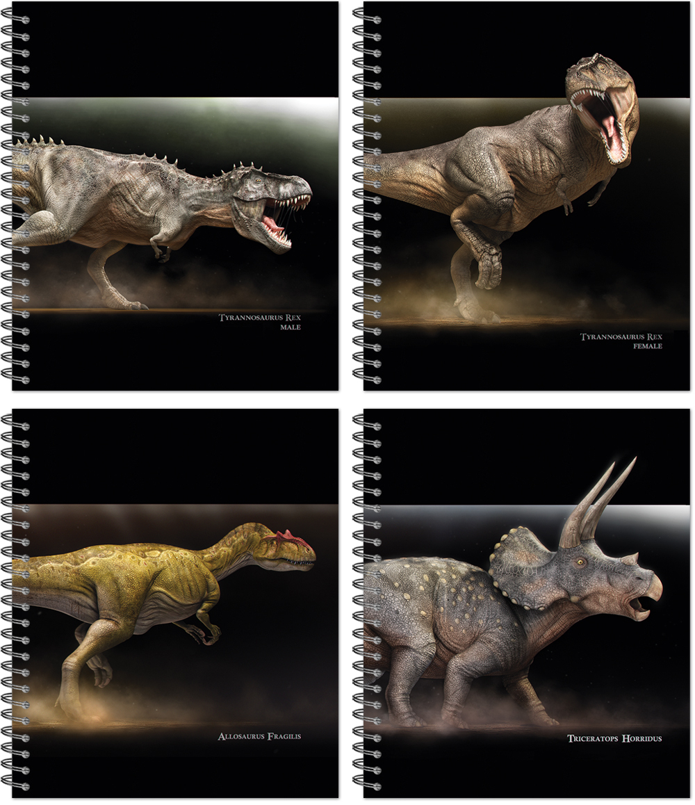 Тетрадь общая 48 листов на металлическом гребне "Динозавры"