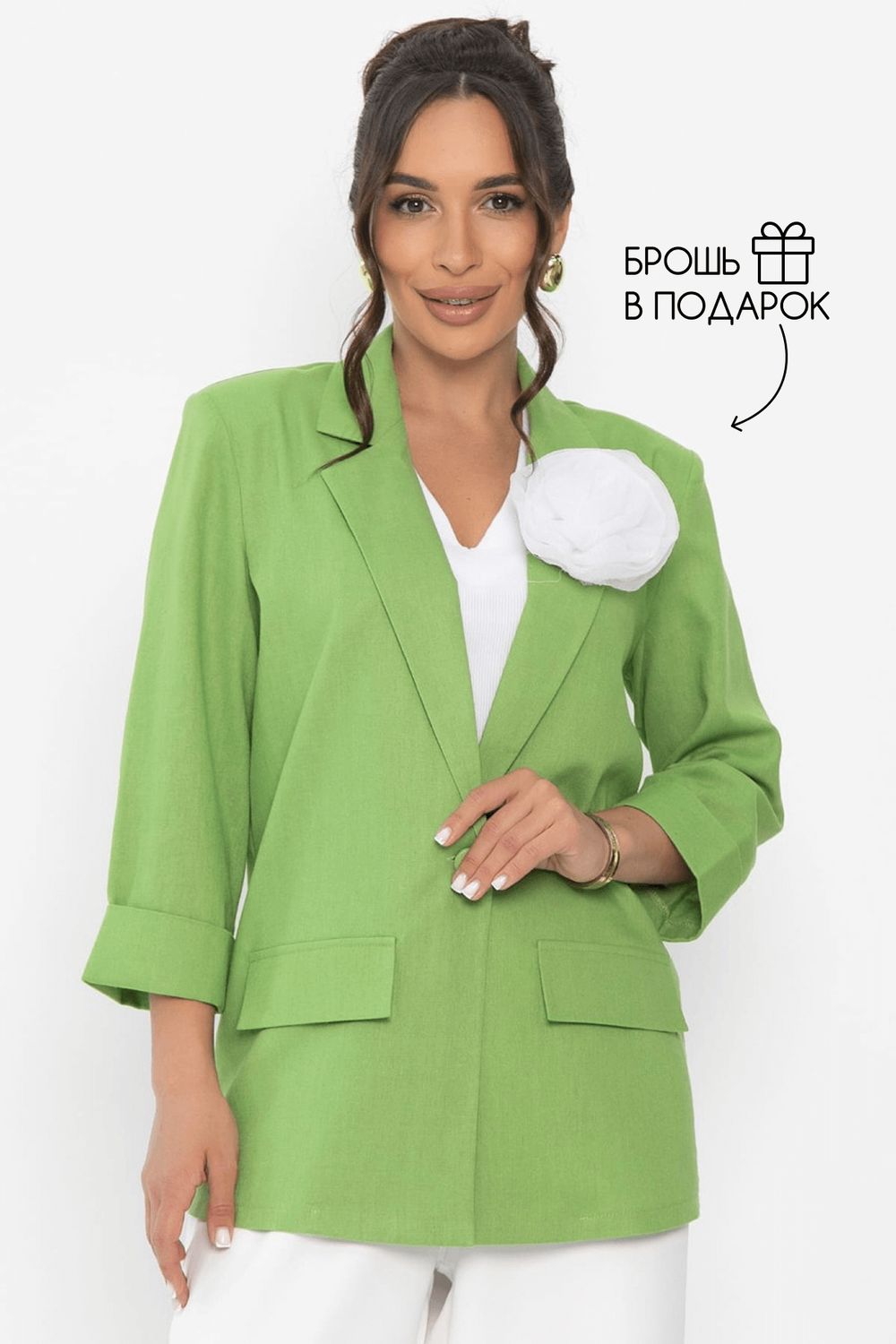 Пиджак льняной Мэрлин (зеленый) Б15429-7М LT Collection