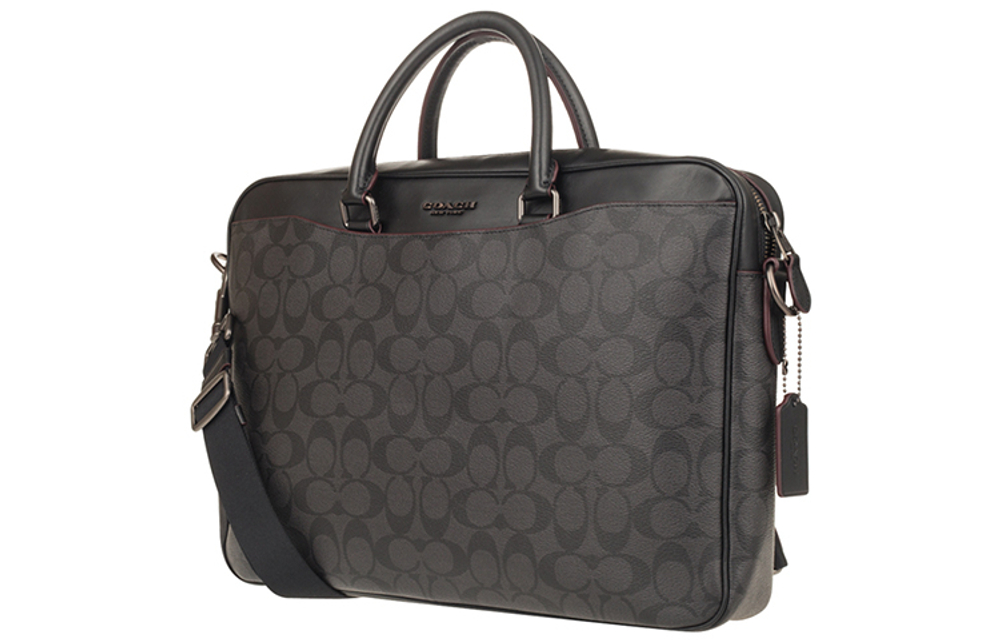 COACH Beckett Leather Laptop Bag, Briefcase, Shoulder Bag, Crossbody Bag, Handbag Large Men"s Black