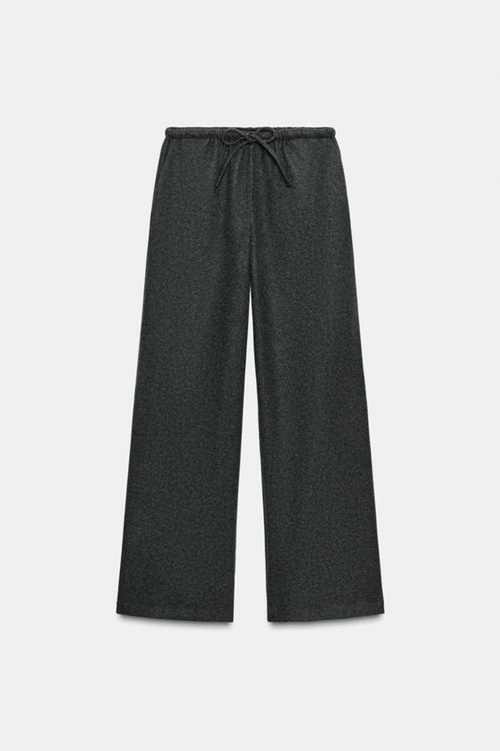 ZARA БРЮКИ ПАЛАЦЦО С ЗАВЯЗКАМИ, СЕРЫЙ МЕЛАНЖ