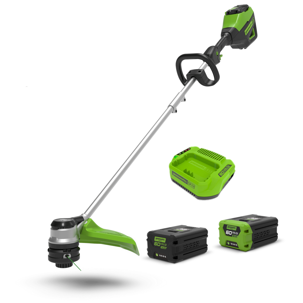 Аккумуляторный триммер Greenworks GD60LTК4, 60v, 40 см, (2108307U2B), с аккумулятором 2 А·ч ; 4 А·ч и зарядным устройством