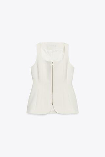 ZARA ЖИЛЕТ-БЮСТЬЕ НА МОЛНИИ, ЭКРЮ