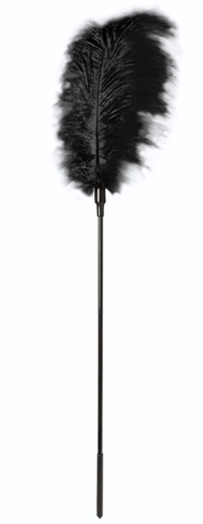 Стек с большим чёрным пером Large Feather Tickler - 65 см. (Цвет: черный)