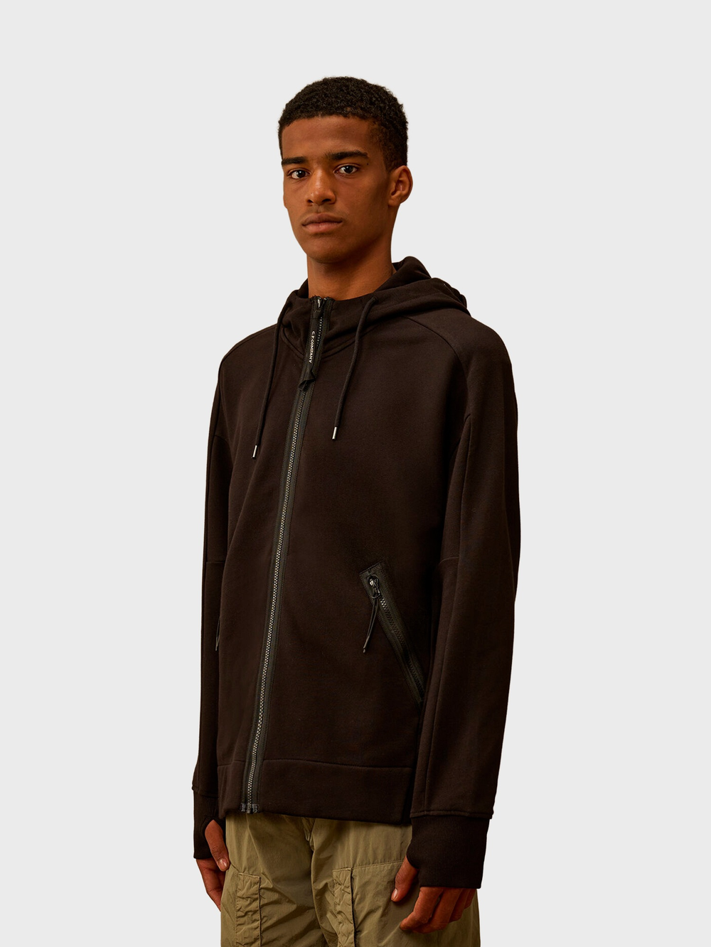 Худи на Молнии C.P. Company Diagonal Raised Goggle Zipped Black