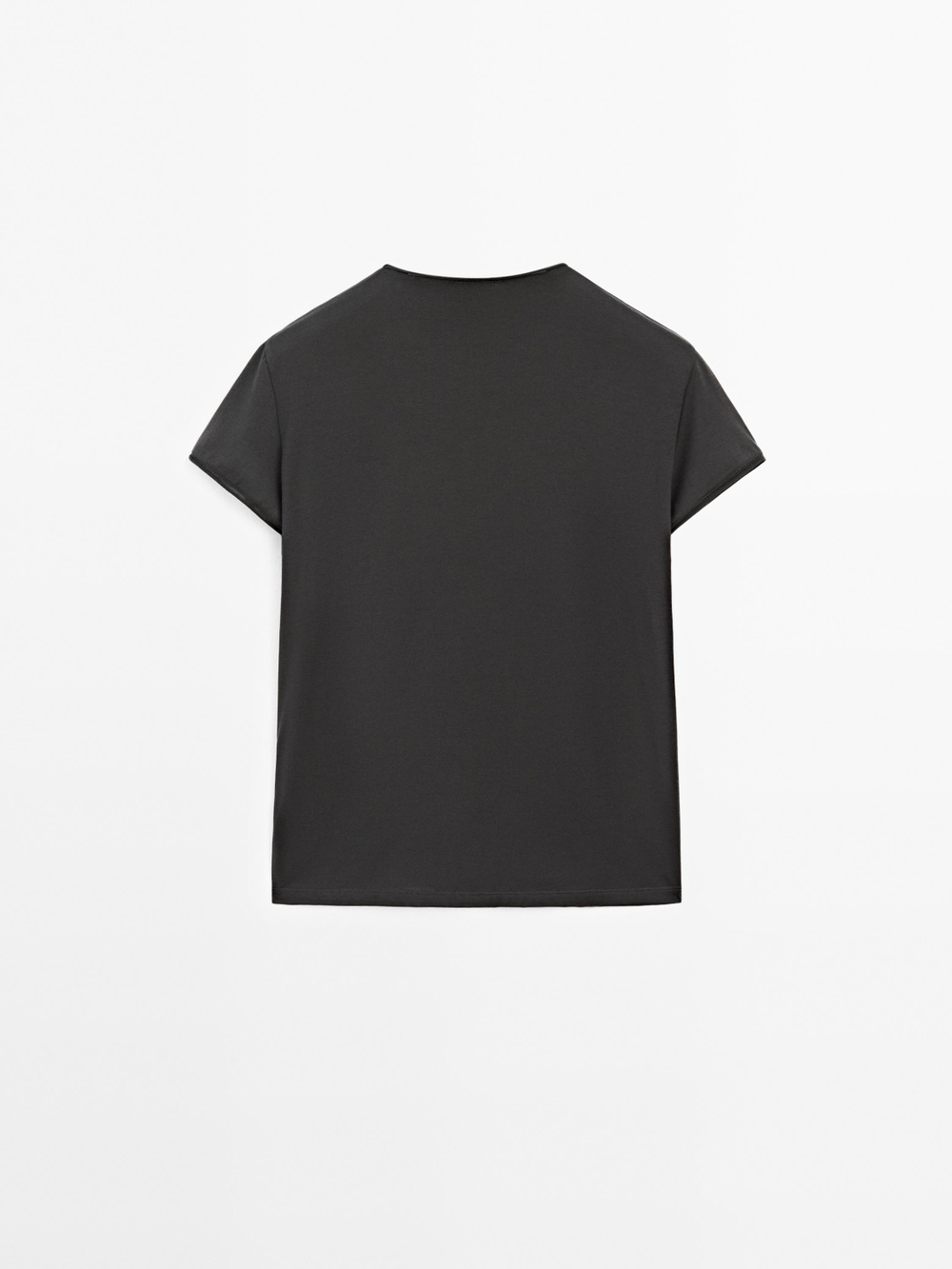 Massimo Dutti Футболка с короткими рукавами из 100% хлопка, свинцовый