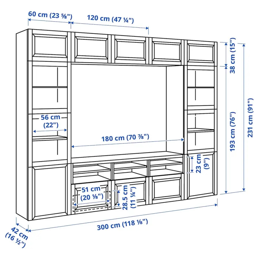 Комплект мебели д/гостиной  - IKEA BESTÅ/BESTA, 300x42x231 см, белый, БЕСТО ИКЕА