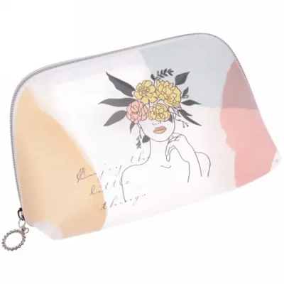 Косметичка овальная «Glamour - Лилия «, цвет желтый/розовый , 20*12*6см