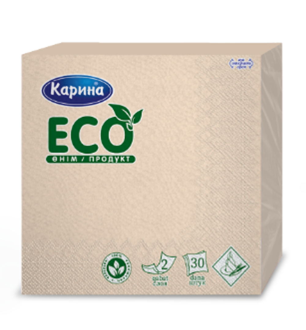 Салфетки бумажные Карина 33х33, двухслойные, цветные, шампань