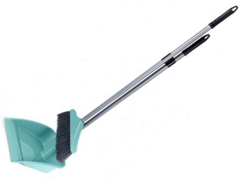 Совок со щеткой с высокой ручкой ПЕРФЕТТО бирюзовый