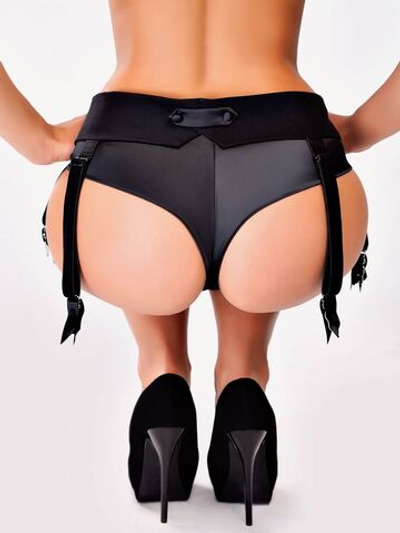 Атласный пояс для чулок с пажами (Размер: M) (Цвет: черный)