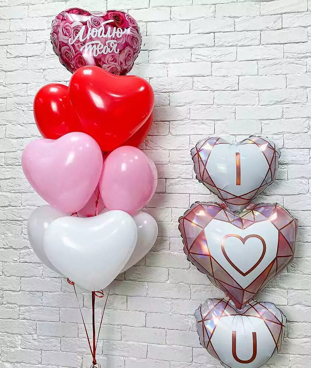Композиция из воздушных шаров Сердца