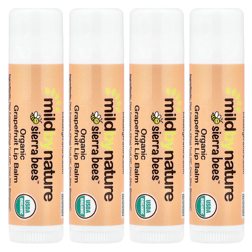Mild By Nature, Sierra Bees™, органические бальзамы для губ, с ароматом грейпфрута, 4 шт. в упаковке, 4,25 г (0,15 унции)