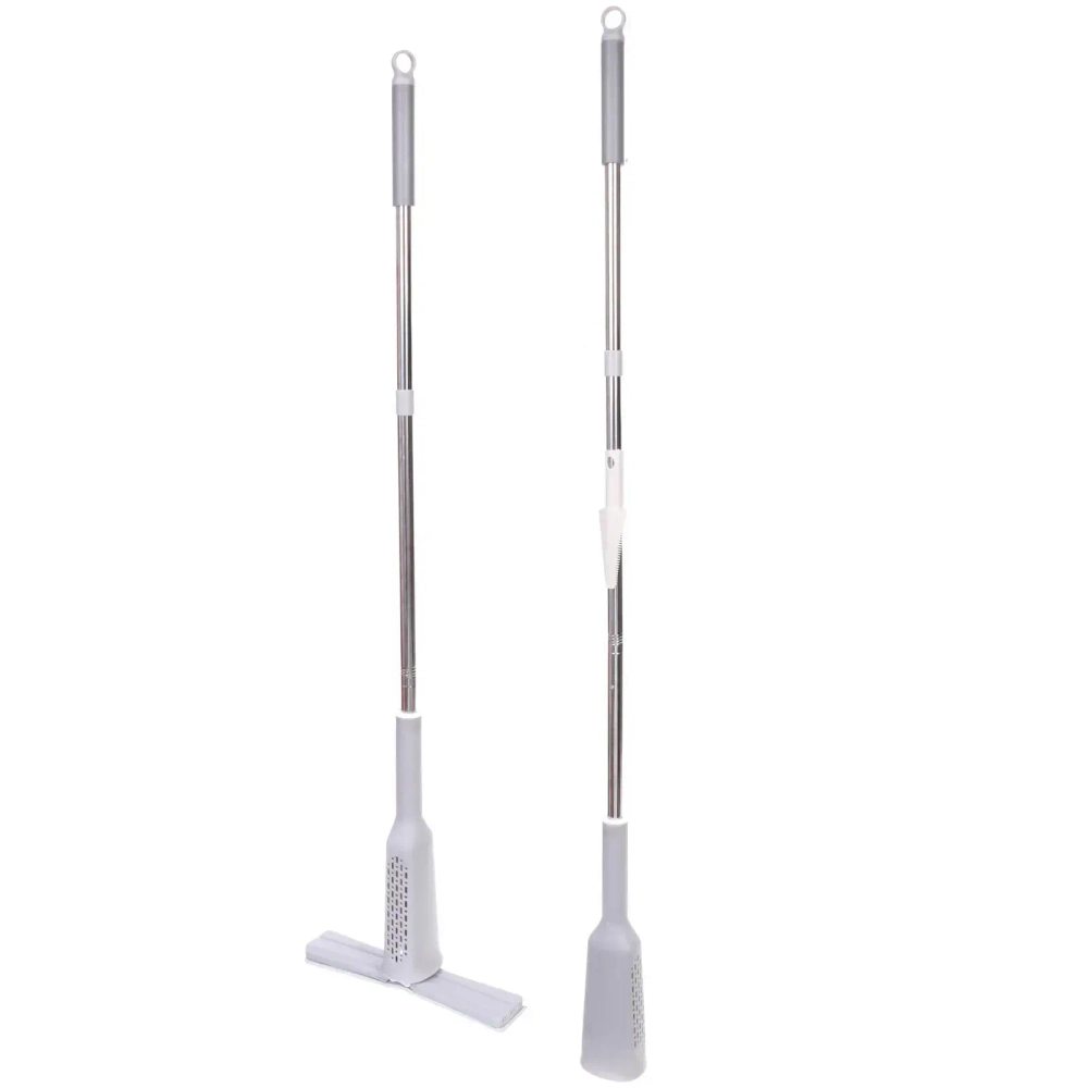 Швабра с отжимом, ручка 125 см. в комплекте две насадки цвет серый