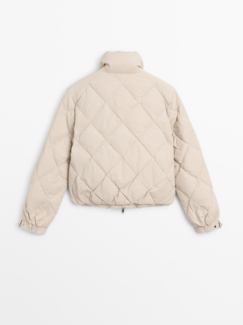 Massimo Dutti Короткая стеганая куртка, натуральный, кремовый