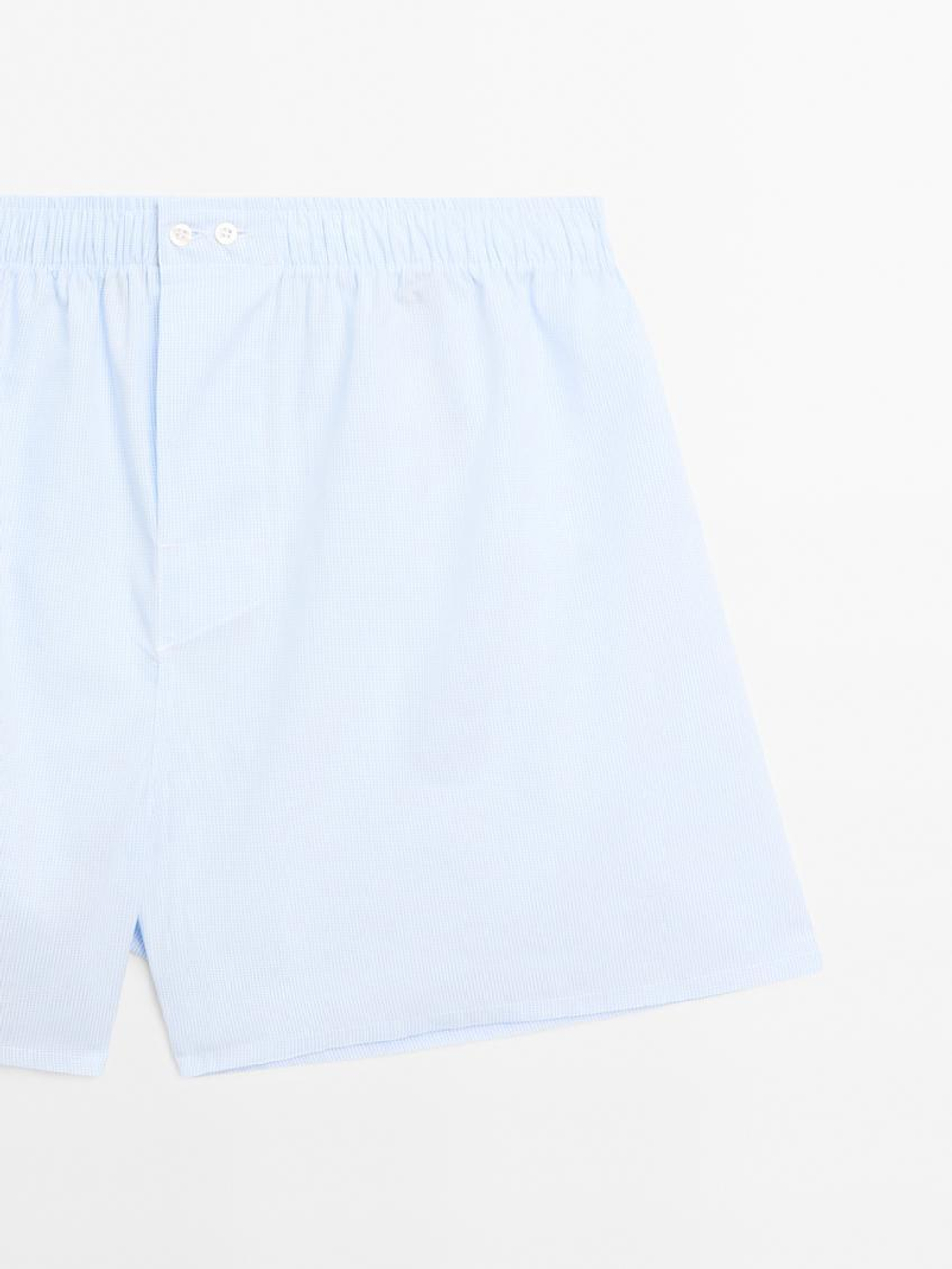 Massimo Dutti Трусы-боксеры в мелкую клетку, небесно-голубой