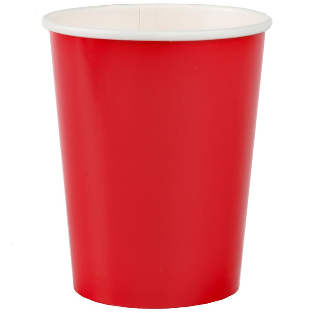 Стаканы бумажные в красном цвете, 250 мл, 6 шт