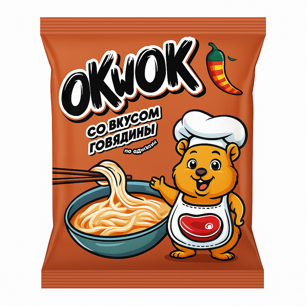 Лапша OKwok со вкусом говядины по домашнему 90 гр
