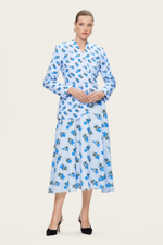 Голубая юбка-миди с цветочным принтом "Фелиция"