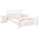 Двуспальная кровать 140х200 см Минск белая, из массива сосны в классическом стиле, с изголовьем, на ножках