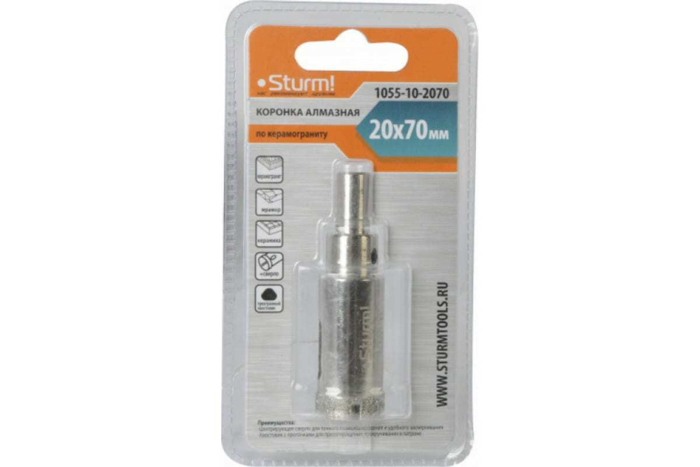 Коронка алмазная (20х70 мм; хв-к с проточкой) Sturm 1055-10-2070