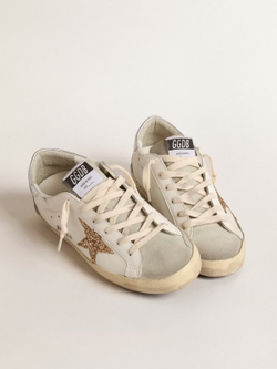 Super Star with gold glitter star and ice-gray suede inserts