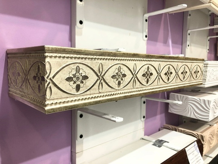Карниз с багетной планкой из полистирола Унисон 2019 однорядный, цвет античное серебро