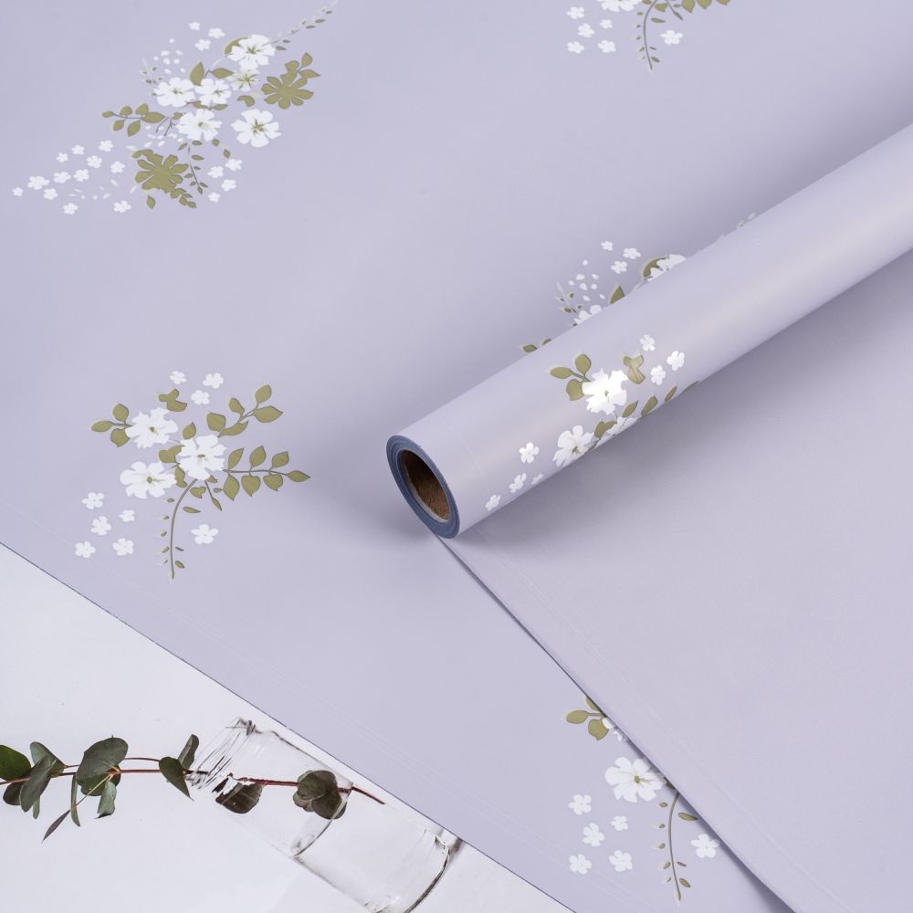 Пленка матовая &quot;Цветочное вдохновение&quot; Нежная-лаванда 57см*10м