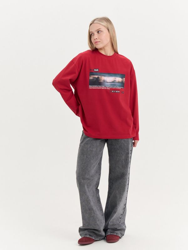 Лонгслив оверсайз с велюровым эффектом 