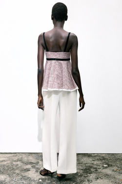 ZARA ТОП С КОНТРАСТНЫМИ ДЕТАЛЯМИ И РЕЛЬЕФНЫМ УЗОРОМ, РОЗОВЫЙ