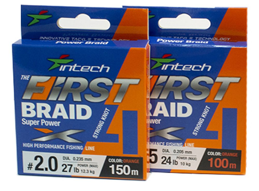 Шнур FIRST BRAID X4 INTECH 100-150м, 0.235мм, оранжевый