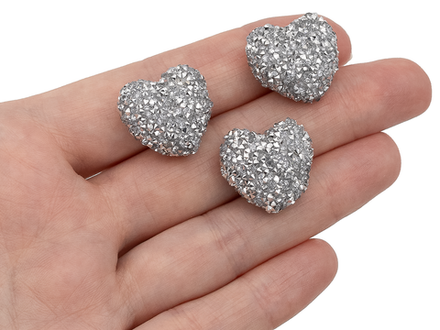 Бусина "Сахарное сердце" 18мм, цвет серебро (1шт)