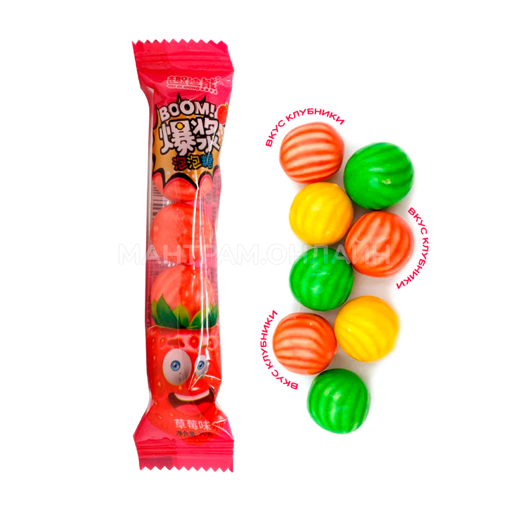 Жевательная резинка арбузики Qu Di Xiong Boom вкус клубника 20 г