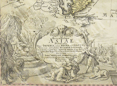 Гоманн Иоганн Баптист. Карта Азии. XVIII век. Гравюра с подрисовкой. Нюрнберг, Германия.